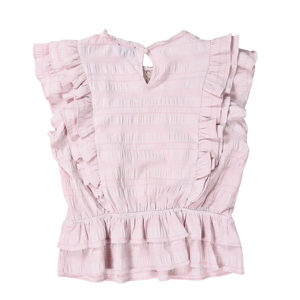 Milk & Honey Blouse Women's Pink Ruffle Tiered Size Large - Picture 9 of 13